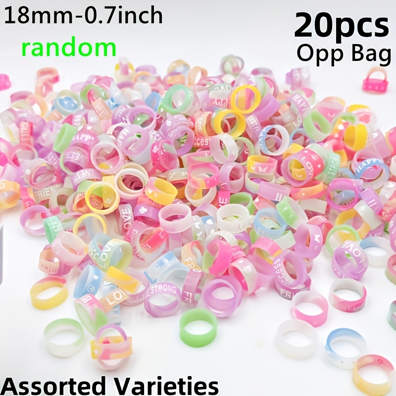 Mixed Styles Silicone Printed Rings Set